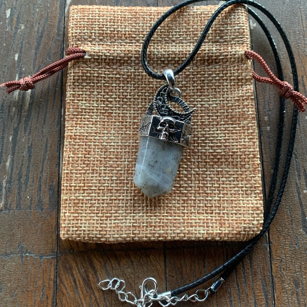 Gothic Labradorite Necklace Mens Crystal Necklace Labradorite Unisex Necklace